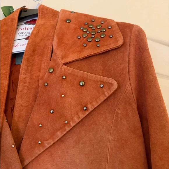 Marciano Orange Suede Trench Coat - Picture 2 of 9